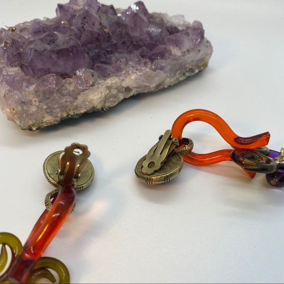 Multicolor Clip Earrings-Vintage 80’s - Picture 5 of 7